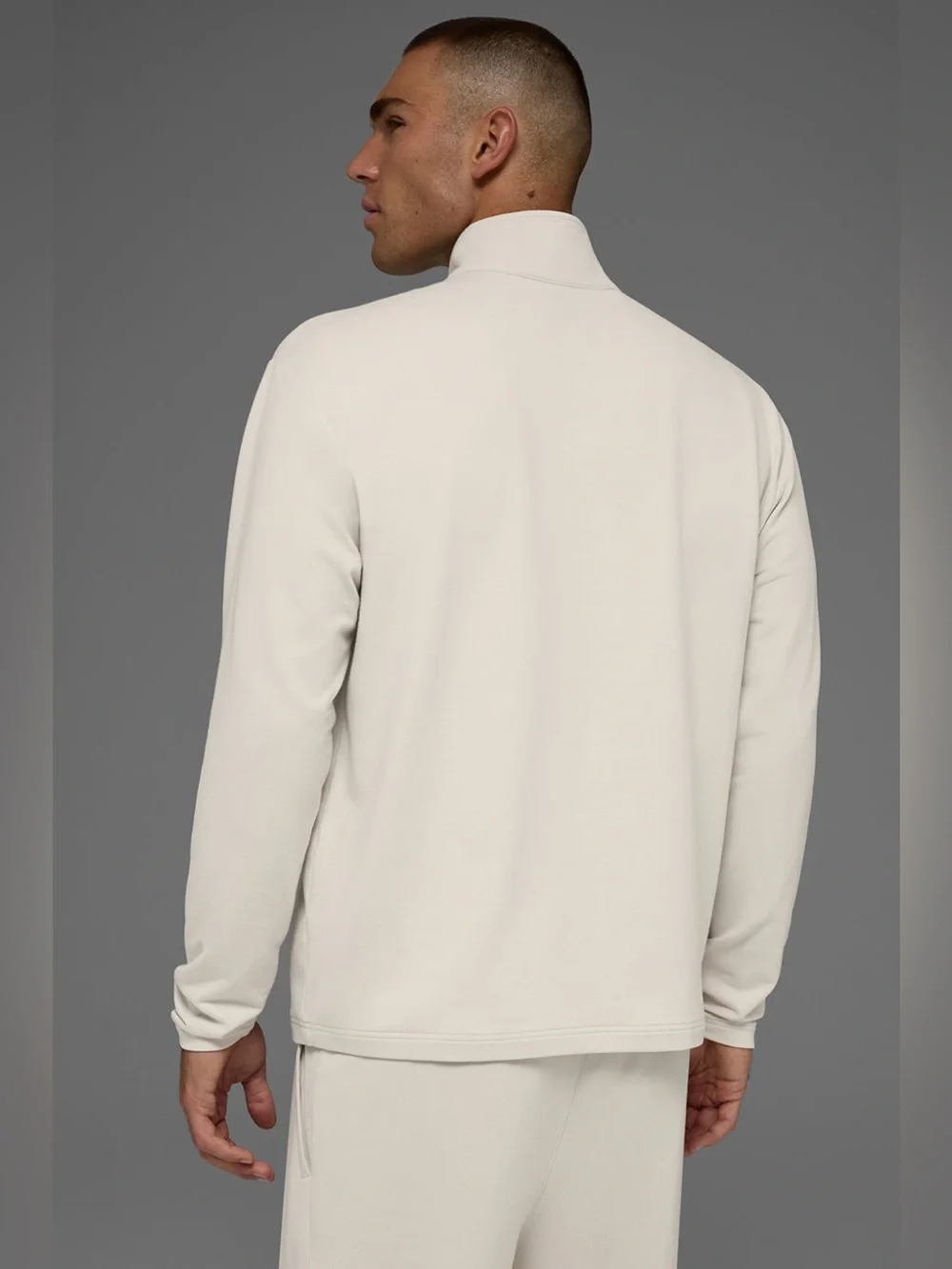 Alo Double Take Long Sleeve 1/4 Zip in Bone, Size Medium